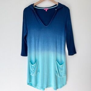 Sandiva Ombre’ Blue Hooded Beach Cover Up